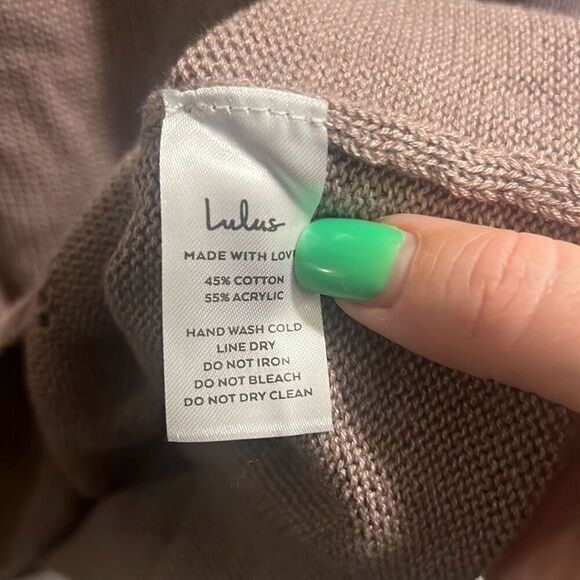 ✨Lulus Pointelle Me More Light Brown Knit Sz Medium Tan Sweater✨ - Picture 9 of 9